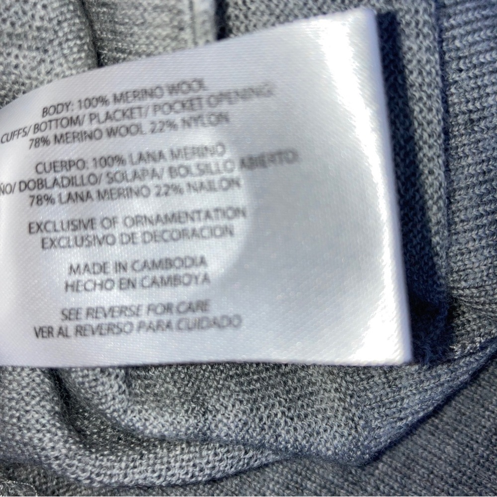 Banana Republic Gray Italian Fine Merino Wool Button up Cardigan Size 2XL New - Picture 9 of 11